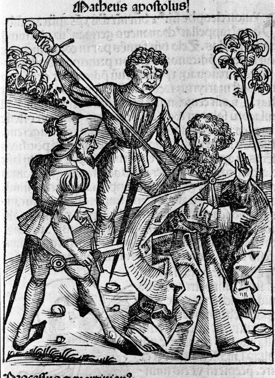 Representação do evangelista São Mateus. Gravura de "Liber chronicarum" (Crônicas de Nuremberg) de Hartmann Schedel 1493 de Hartmann Schedel
