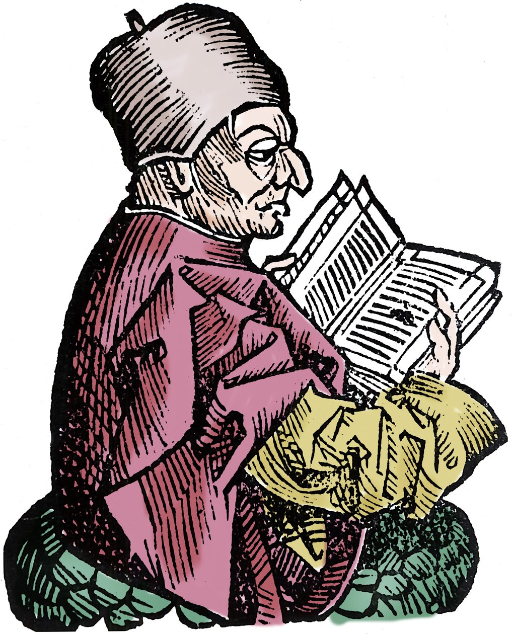 O historiador e teólogo Bede, o Venerável (673-735) (Beda Venerabilis). Xilografia de "Crónicas de Nuremberga" de Hartmann Schedel de Hartmann Schedel