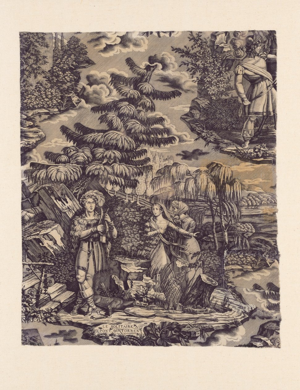 Le Solitaire au Pont du Torrent (O Eremita na Ponte sobre a Torrente) (Tecido de Mobiliário) de Hartmann et Fils