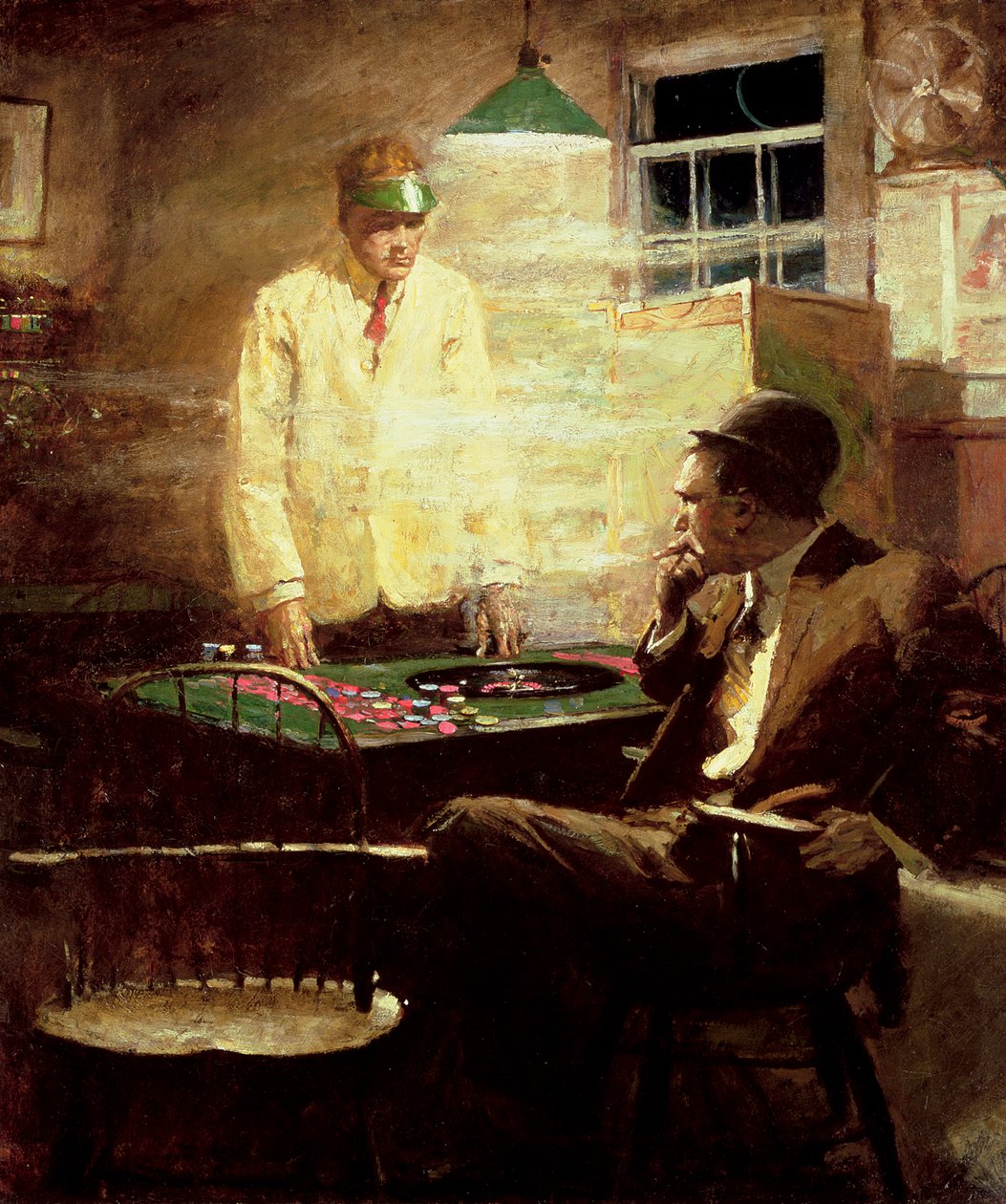 The Gambler (óleo sobre tela) de Harvey T. Dunn