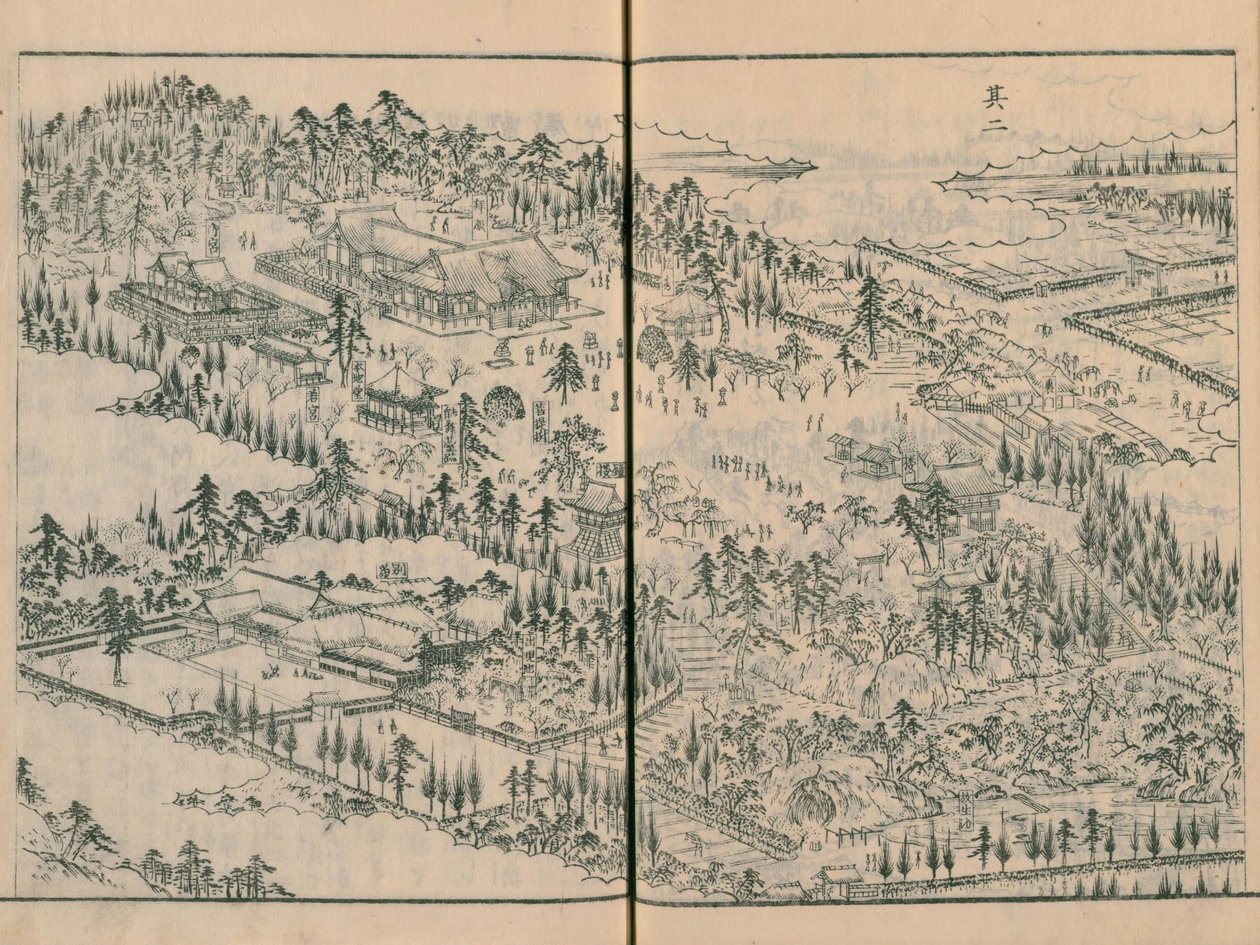 Santuário de Takata Hachimangū em Edo Meisho Zue vol. 4 (livro 11) de Hasegawa Settan