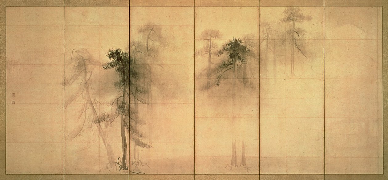 A floresta de pinheiros (tinta no papel) de Hasegawa Tohaku