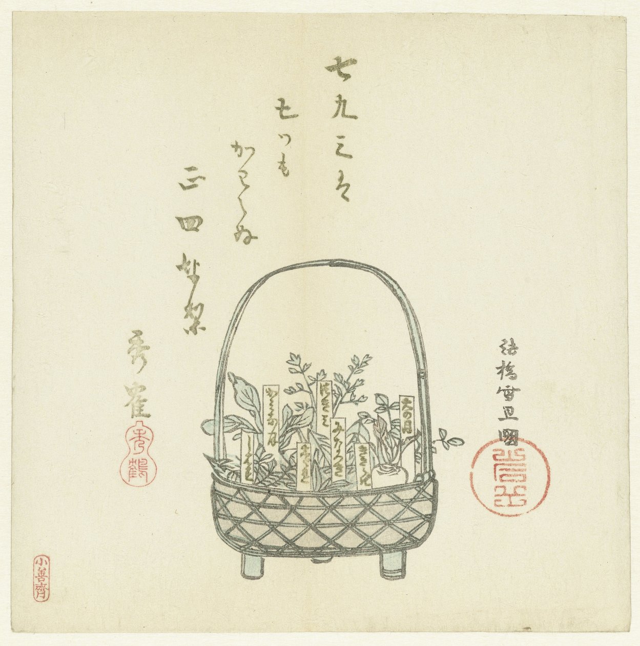 Um cesto de rebentos jovens de Hasegawa Settan