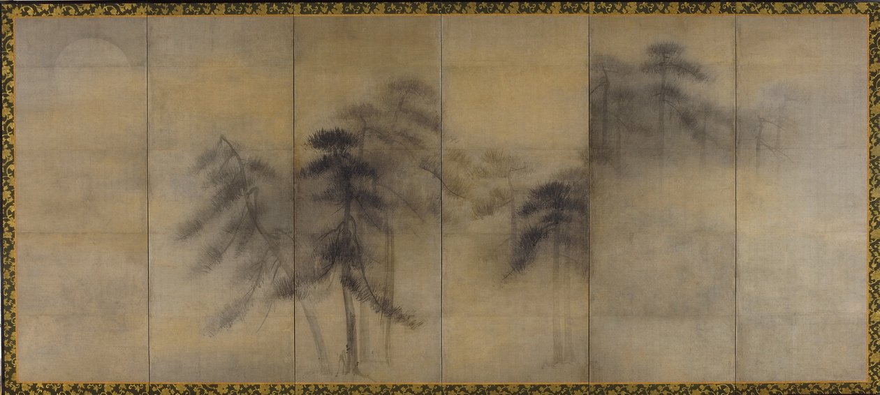 Pinheiros no luar de Hasegawa Tohaku
