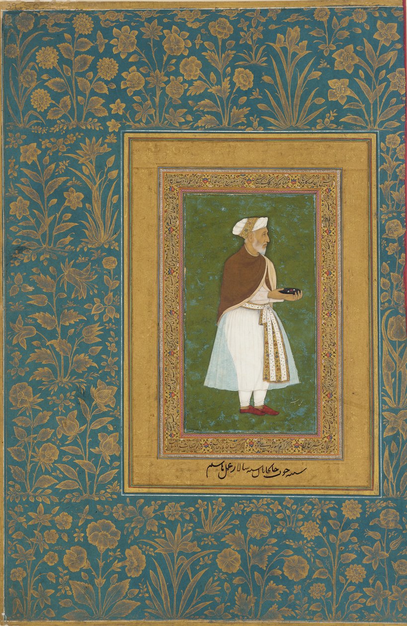 Abd al-Rahim, Khan Khanan, c.1627 (aguarela opaca, tinta e ouro sobre papel) de Hashim Hashim