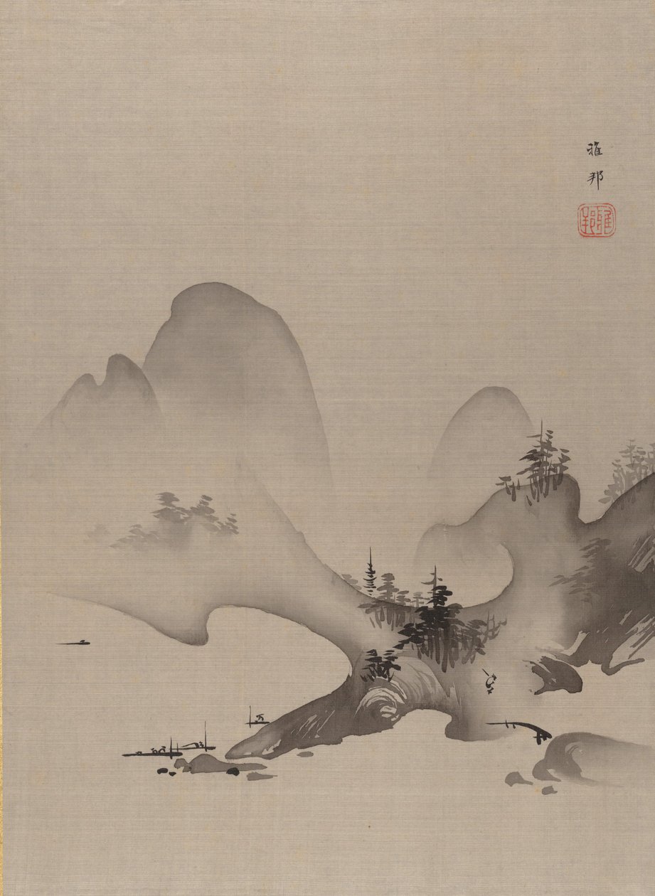 Lago e Montanhas, c. 1885-89. de Hashimoto Gaho