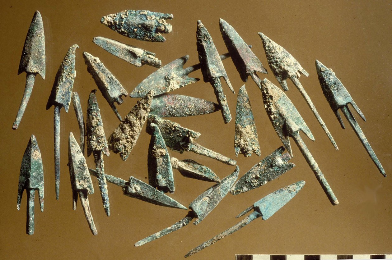 Pontas de flecha encontradas na Cidadela de Jerusalém (metal) de Hasmonean