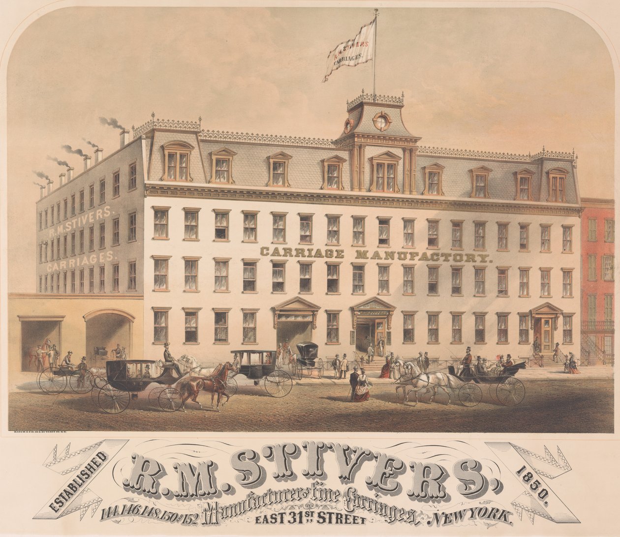 R. M. Stivers, Manufacturers of Fine Carriages, 146-152 East 31st Street, Nova York, 1872-73. de Hatch and Co.