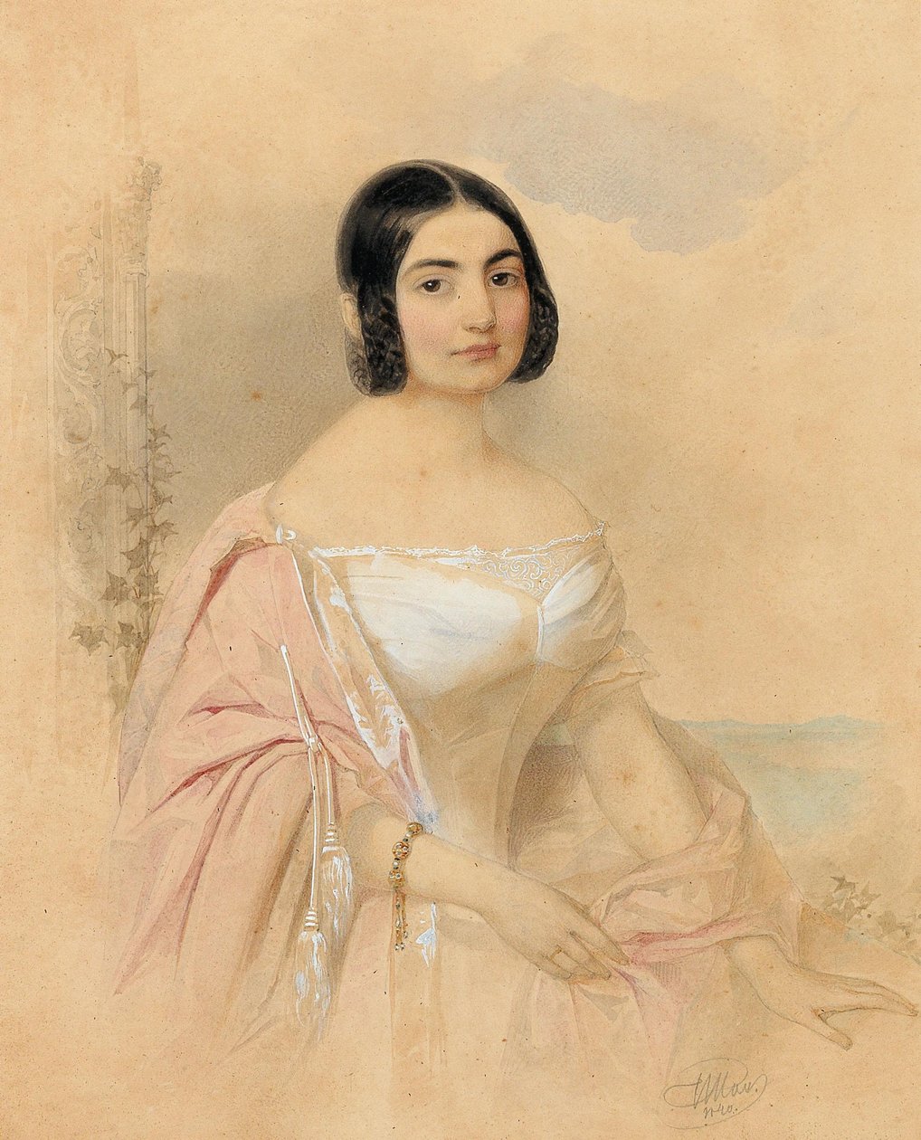 Retrato da Condessa Marie von Tattenbach, née von Lion, 1840. de Hau