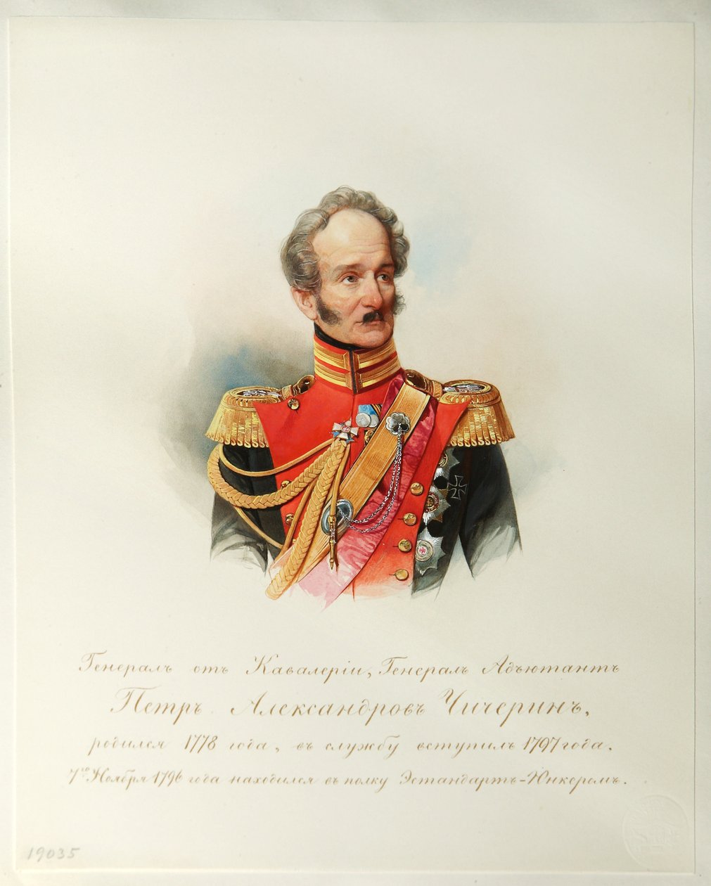 Retrato do General Pyotr Alexandrovich Chicherin Do Álbum da Guarda Imperial do Cavalo, 1846-1849 de Hau