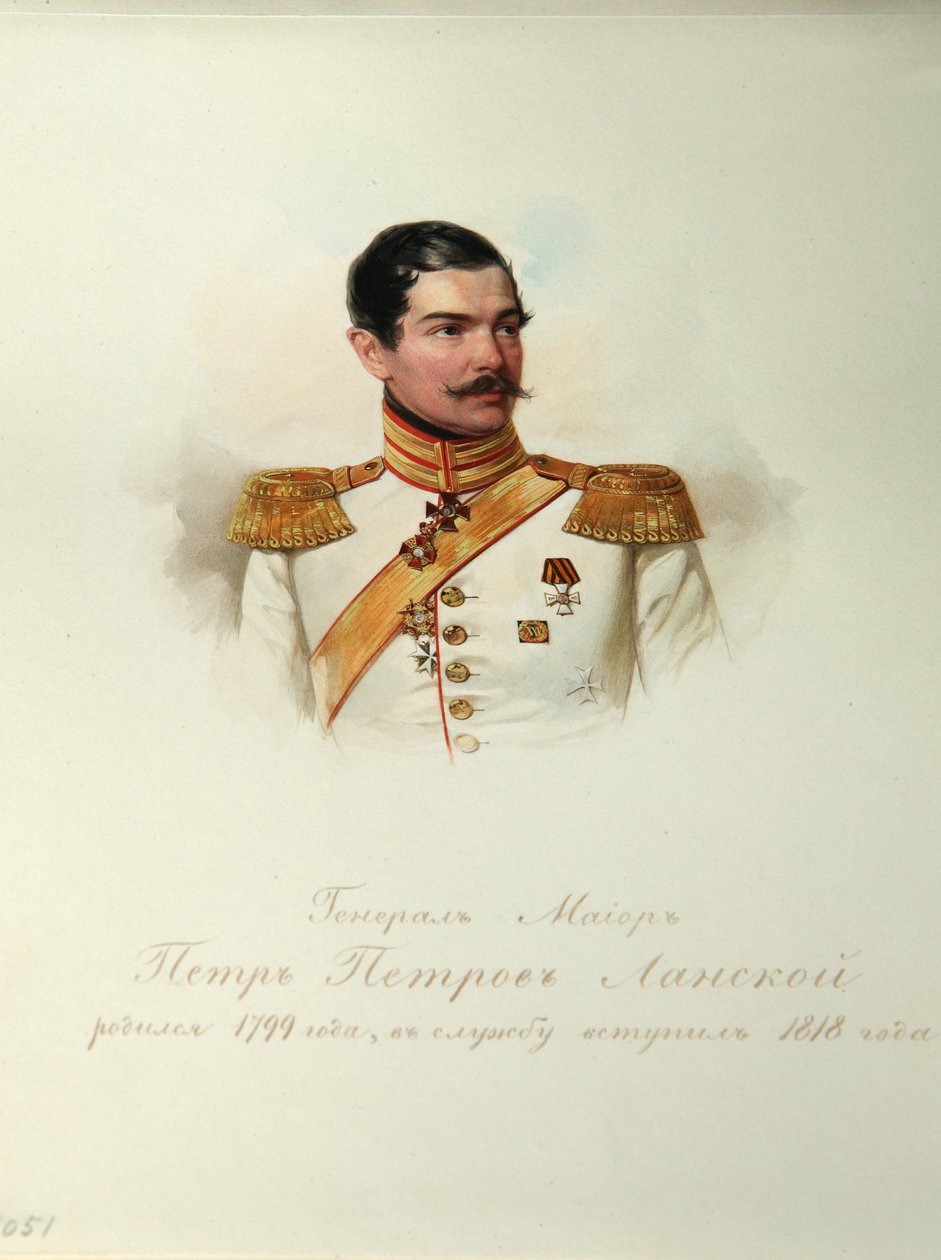 Retrato do General Pyotr Petrovich Lanskoy 1799-1877 Do Álbum da Guarda Imperial do Cavalo, 1846-1849 de Hau
