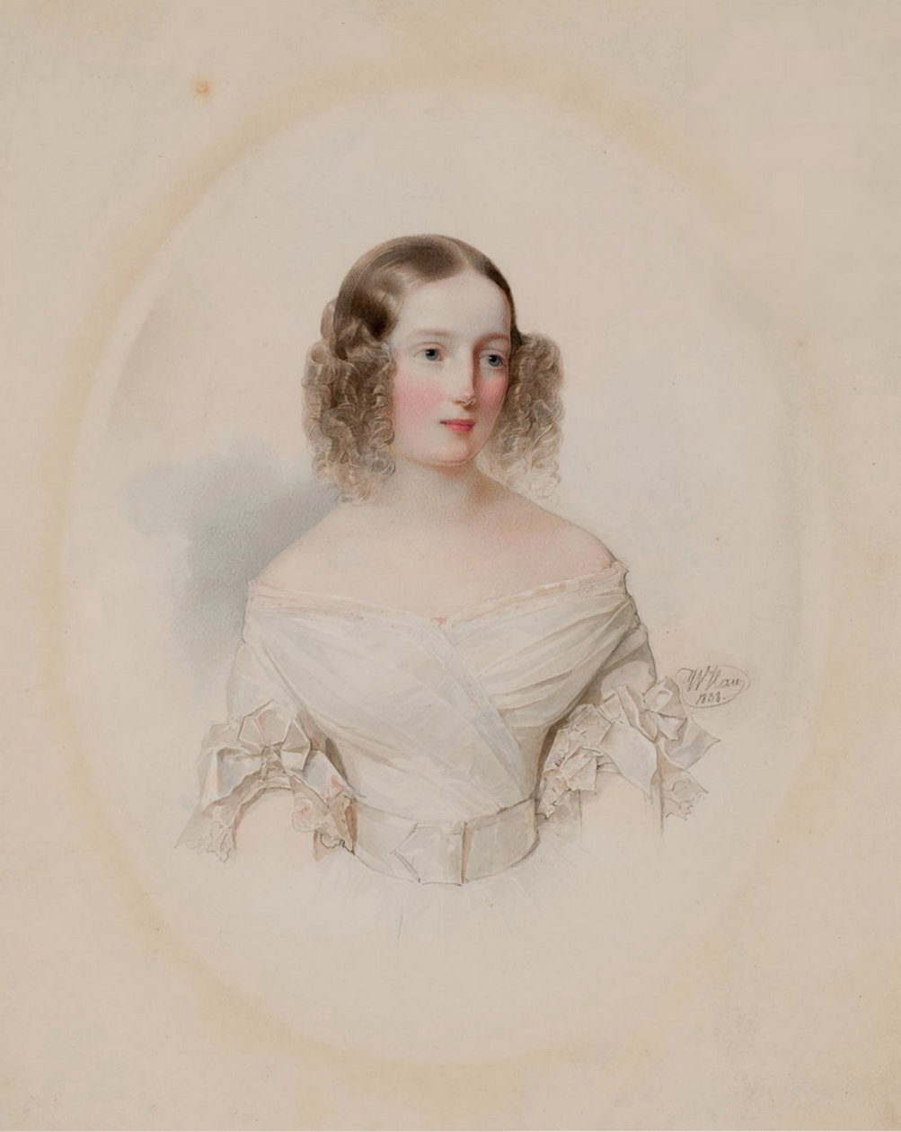 Retrato da Grã-Duquesa Olga Nikolaevna da Rússia 1822-1892, Rainha de Württemberg, 1838 de Hau
