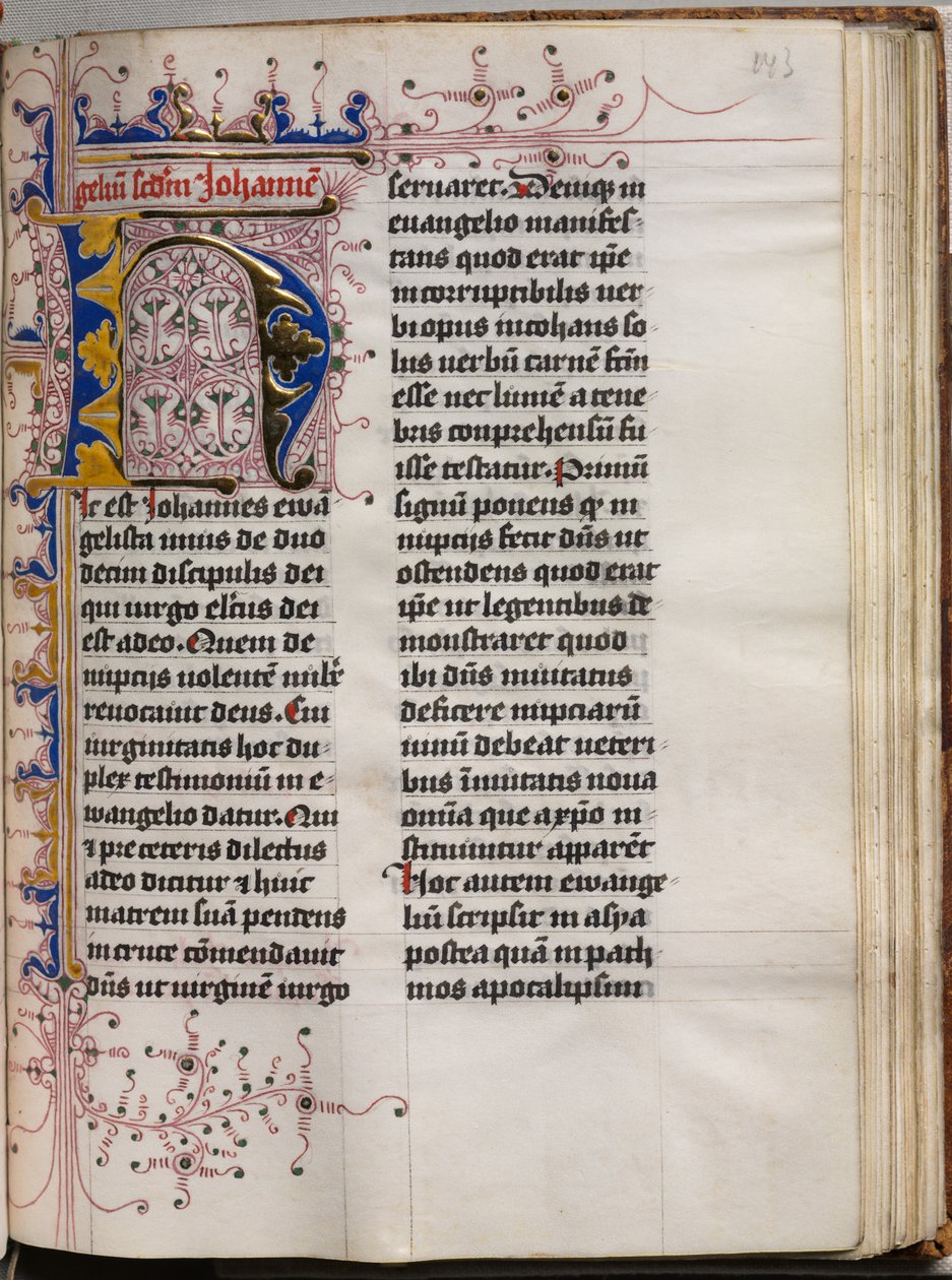 Livro do Evangelho com Retratos Evangelistas: Inicial Decorada, c. 1480 de Hausbuch Master