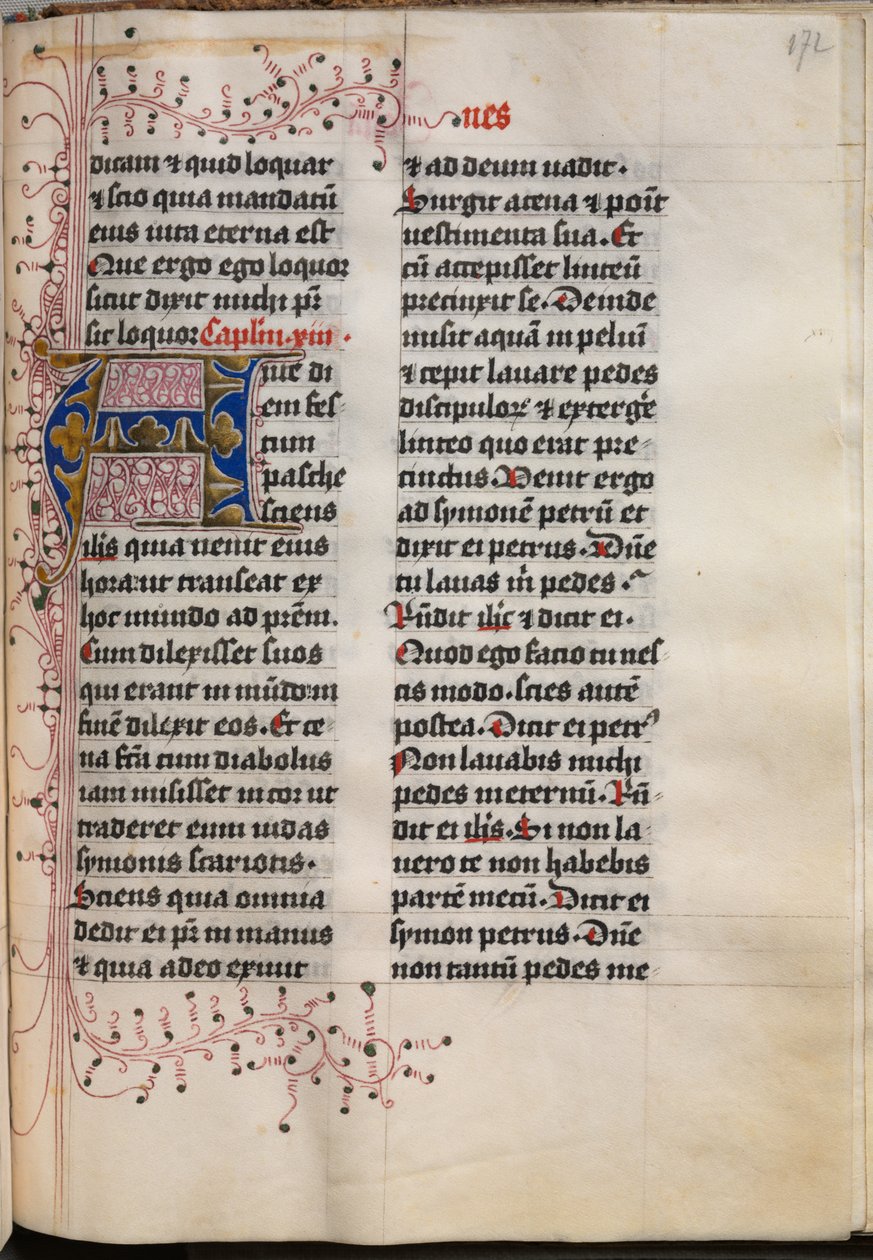 Livro do Evangelho com Retratos Evangelistas: Inicial Decorada, c. 1480 de Hausbuch Master