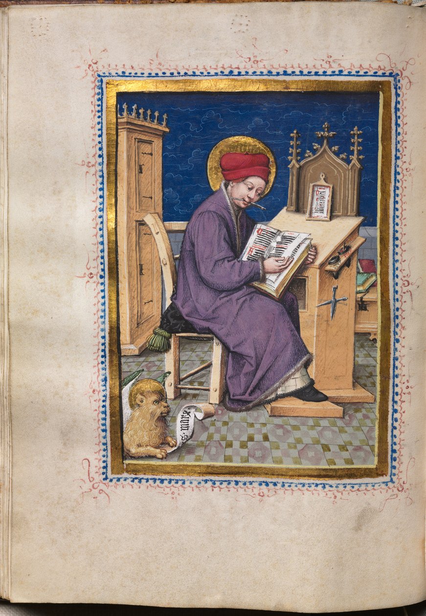 Livro do Evangelho com Retratos Evangelistas: São Marcos, c. 1480 de Hausbuch Master