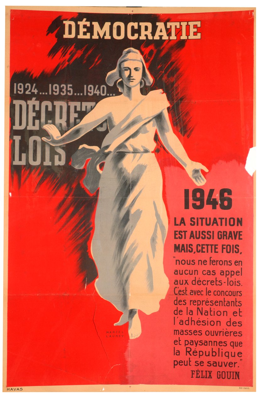 Cartaz pró-democracia francesa, 1946 de Havas