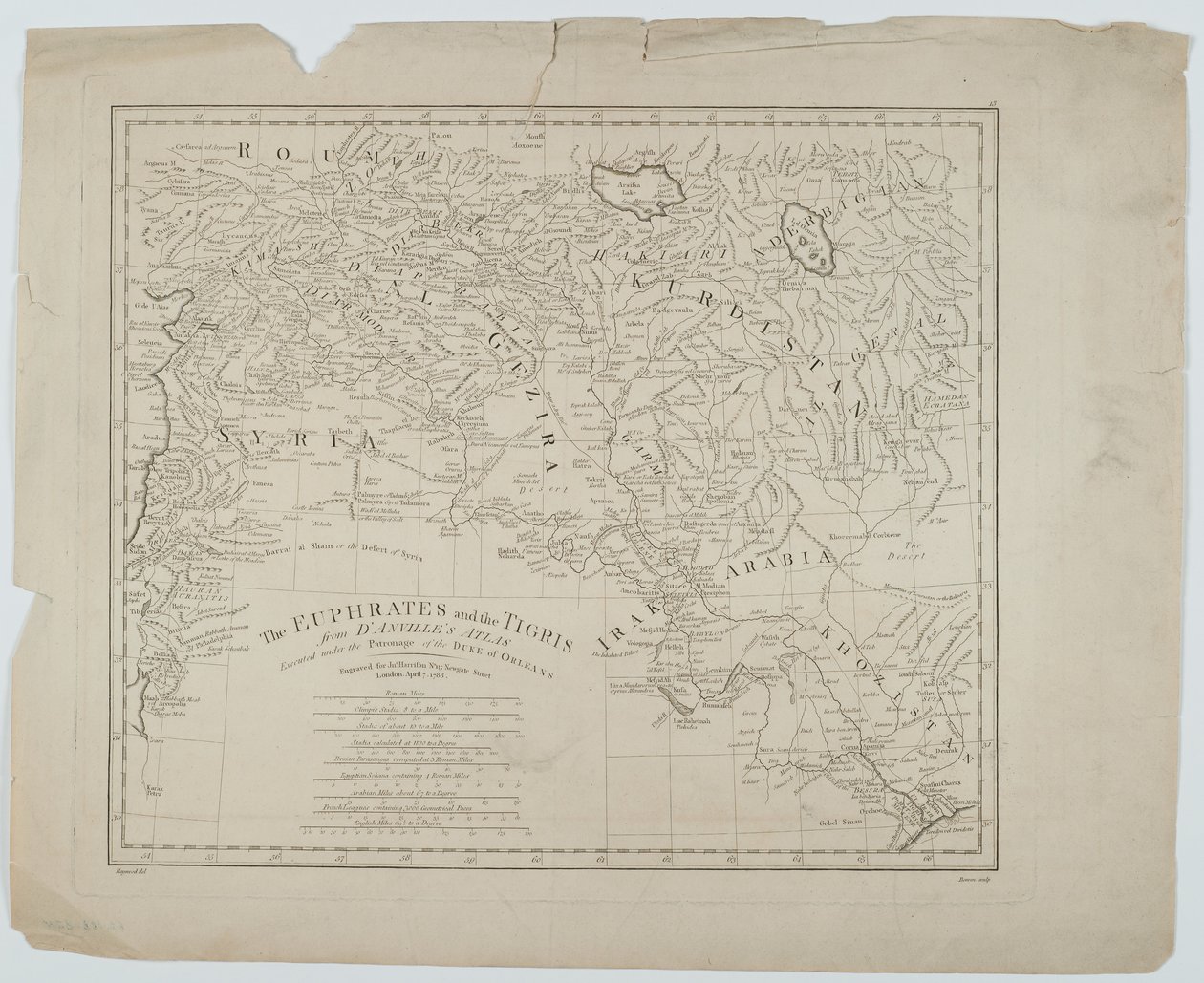 O Eufrates e o Tigre de DAnvilles Atlas, gravado por Thomas Bowen, 1788 de Haywood Haywood