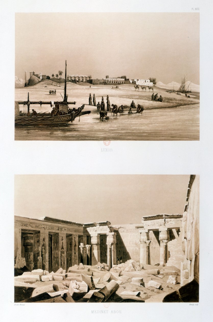Luxor e Medinet Habu, Egito, 1841 de Hector Horeau