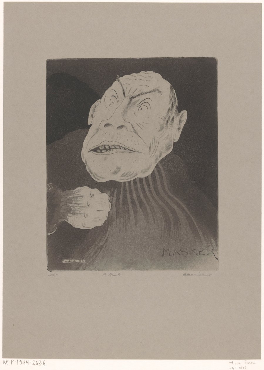 De bruut (título original sobre o objecto)
Masker (título original da série sobre o objecto) de Hein von Essen (signed by artist)
