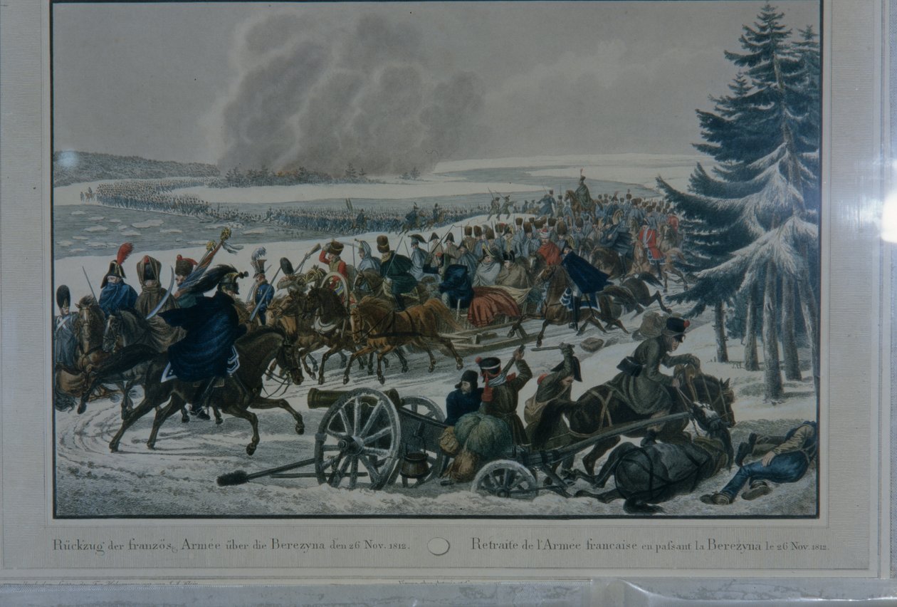 A retirada do exército francês de Moscou em 1812 (caneta, tinta e wc no papel) de August Heinrich Mansfeld