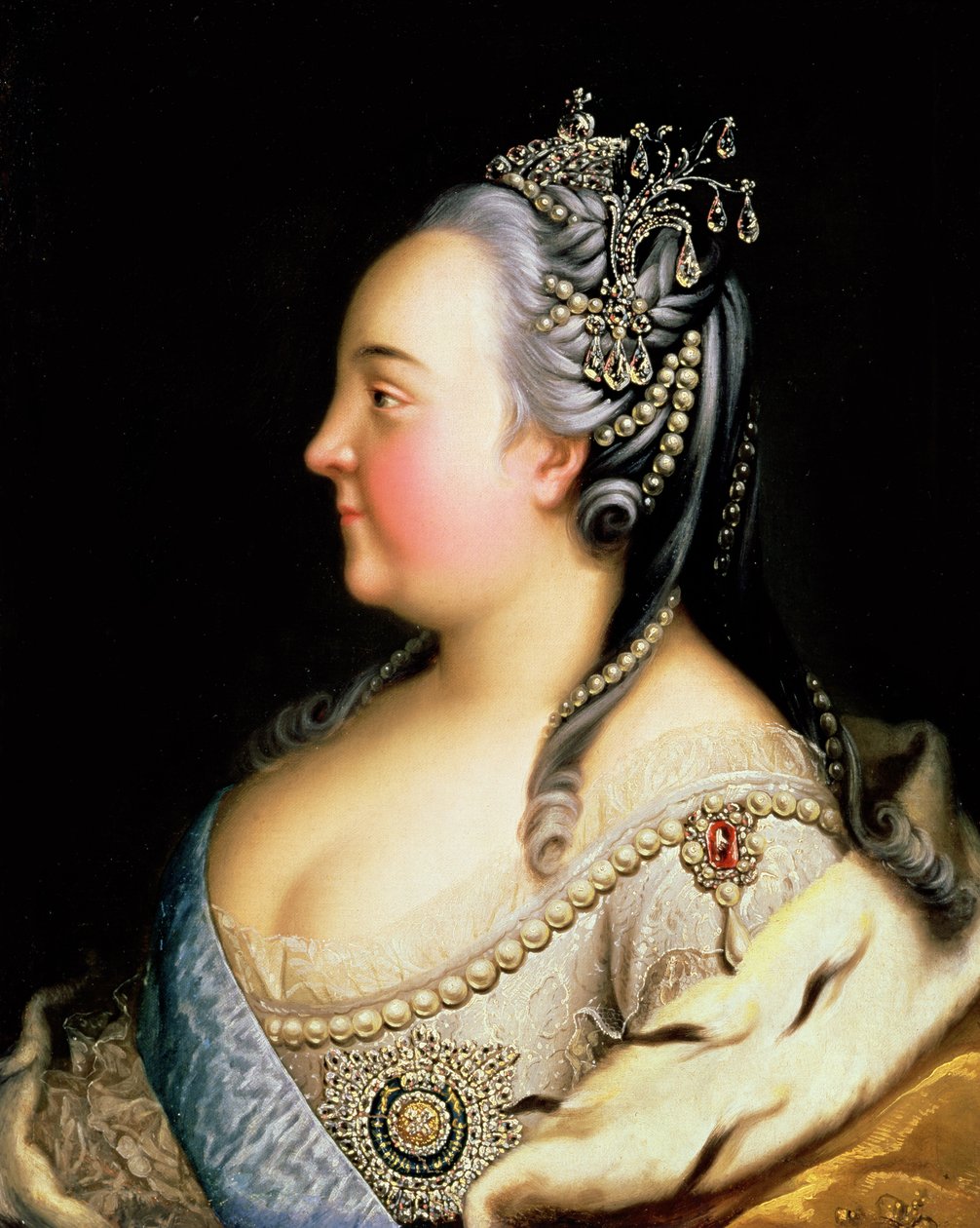 Retrato de Elizabeth Petrovna (1709-62) Imperatriz da Rússia, c.1768 de Heinrich Buchholz