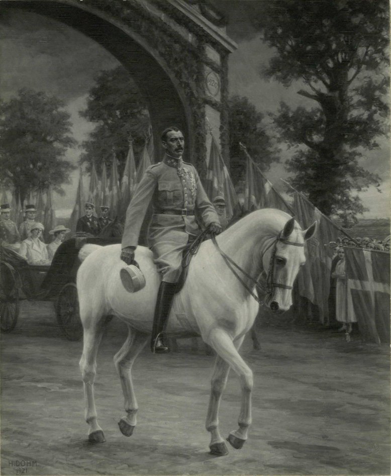 Christian X cavalga sobre o Grnsen 1920 depois da Sociedade de Heinrich Dohm