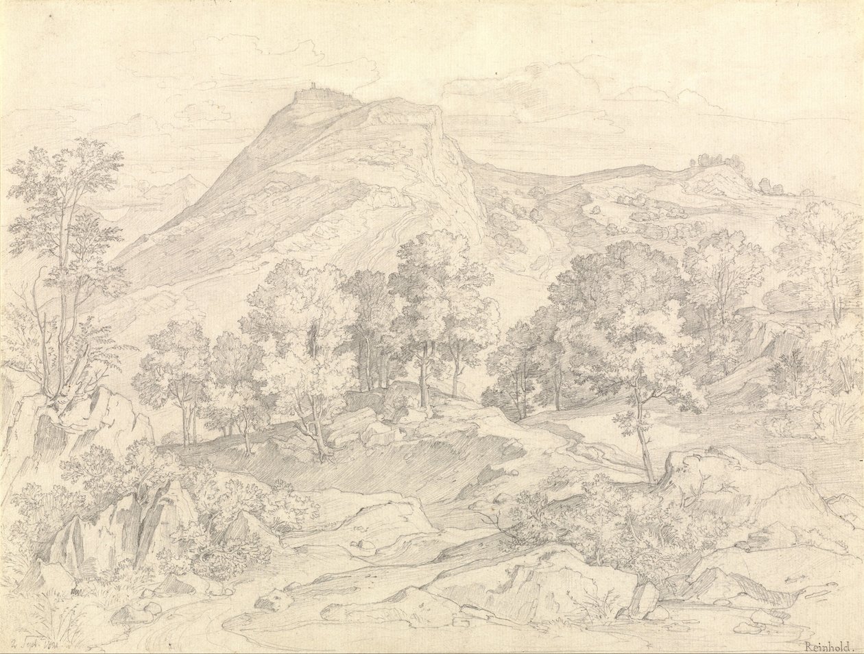 Uma vista de Civitella do Serpentara ao lado de Olevano de Heinrich Reinhold
