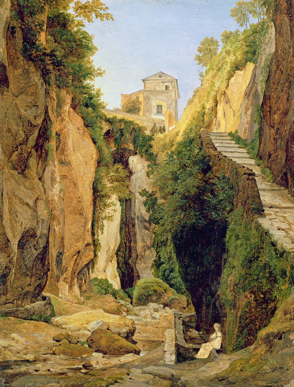 Ravina em Sorrento, 1823 (óleo sobre papel sobre tela) de Heinrich Reinhold