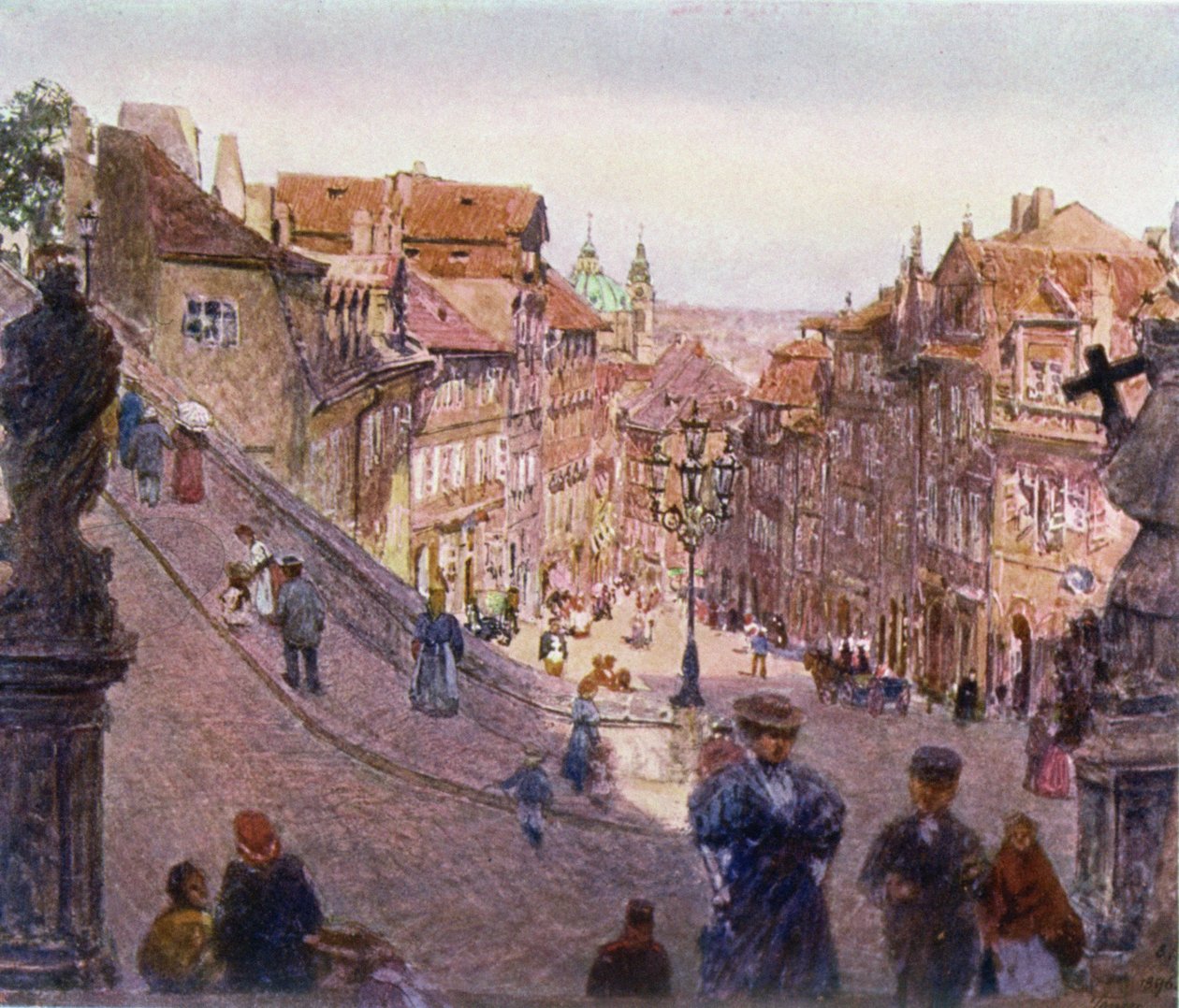 Rua Nerudova, Praga, 1909 de Heinrich Tomec