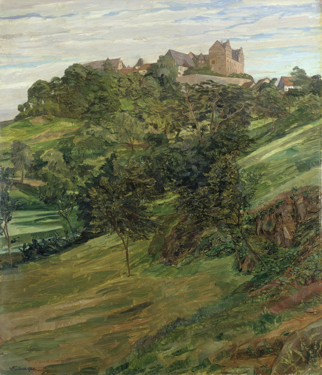 Castelo de Lichtenberg em Odenwald, 1900 de Heinrich Wilhelm Truebner