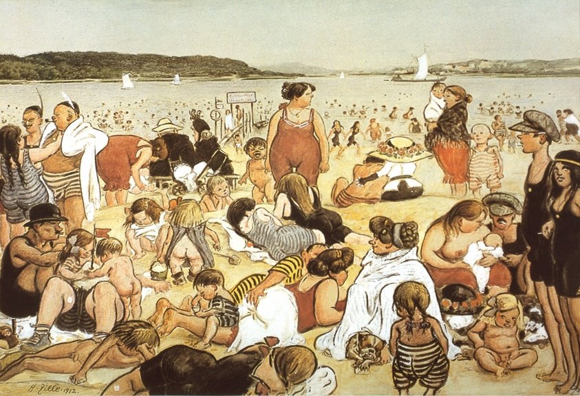 Vida de praia de Berlim 1912 de Heinrich Zille