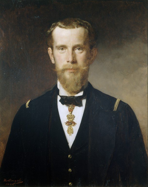 Príncipe herdeiro Rudolf em uma túnica de frota com a Ordem do Tosão de Ouro de Heinrich von Angeli