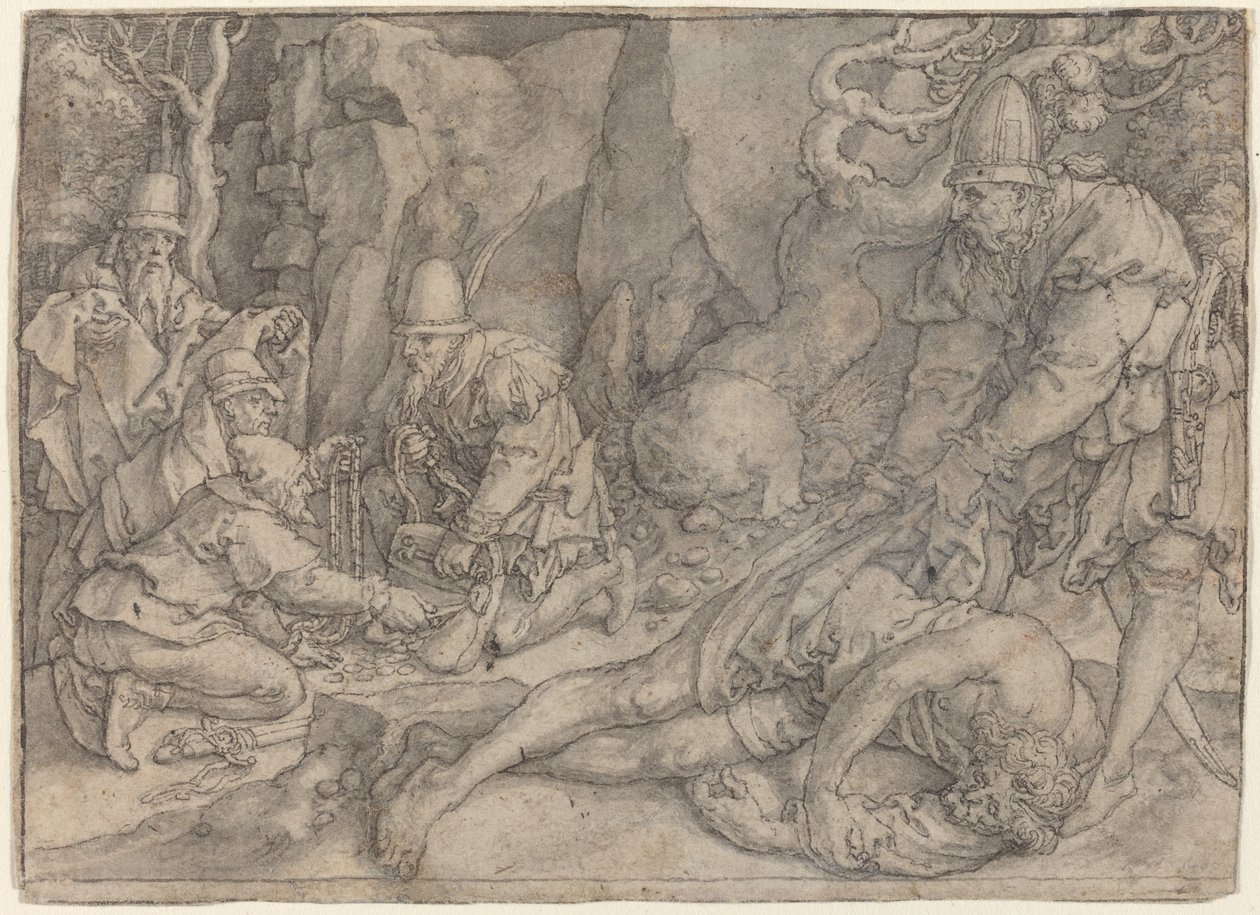 Um homem dominado por ladrões, c. 1554. de Heinrich Aldegrever
