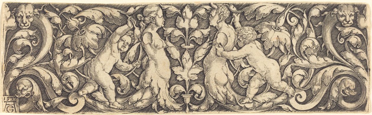 Painel Cruzado com Vinha no Centro e Casal dos Tritões, 1537. de Heinrich Aldegrever