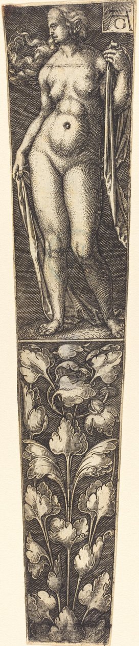 Bainha da adaga com mulher nua. de Heinrich Aldegrever