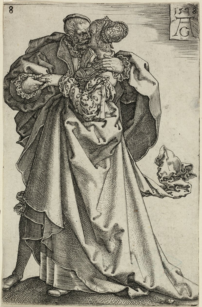 Casal Dançarino, prato oito de The Large Wedding-Dancers de Heinrich Aldegrever