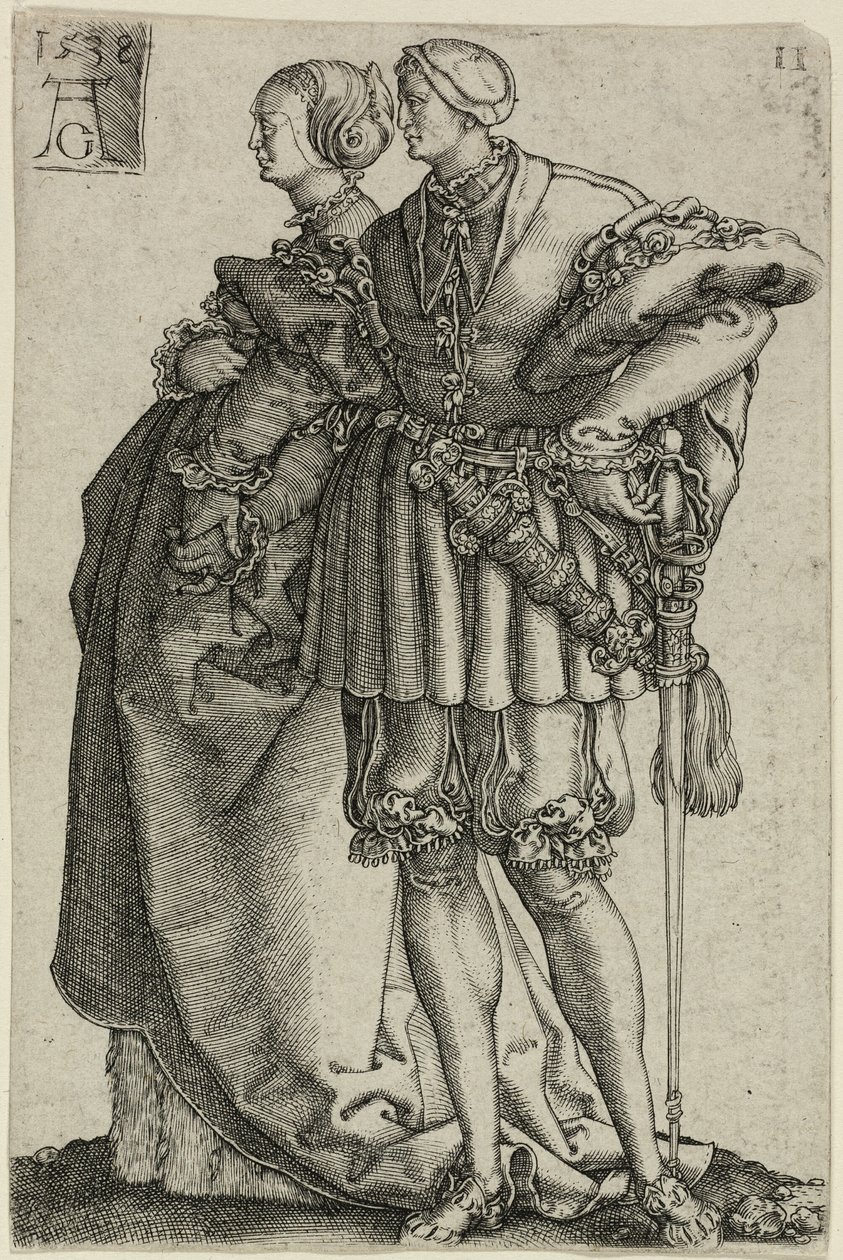 Casal Dançarino, prato onze de The Large Wedding-Dancers de Heinrich Aldegrever