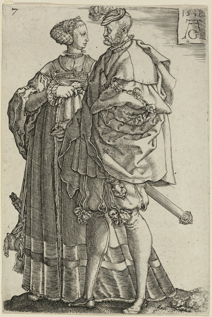 Casal Dançarino, prato sete de The Large Wedding-Dancers de Heinrich Aldegrever