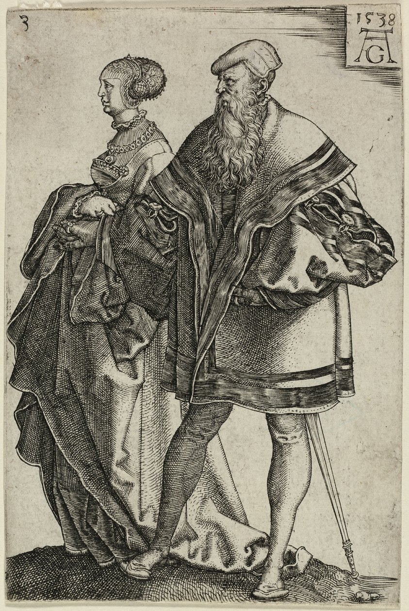 Casal Dançarino, prato três de The Large Wedding-Dancers de Heinrich Aldegrever