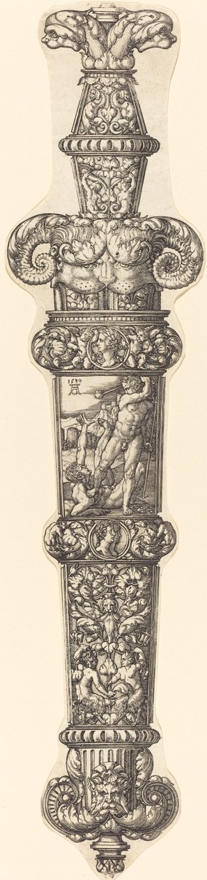 Projeto para uma bainha de adaga com Caim e Abel, 1539. de Heinrich Aldegrever