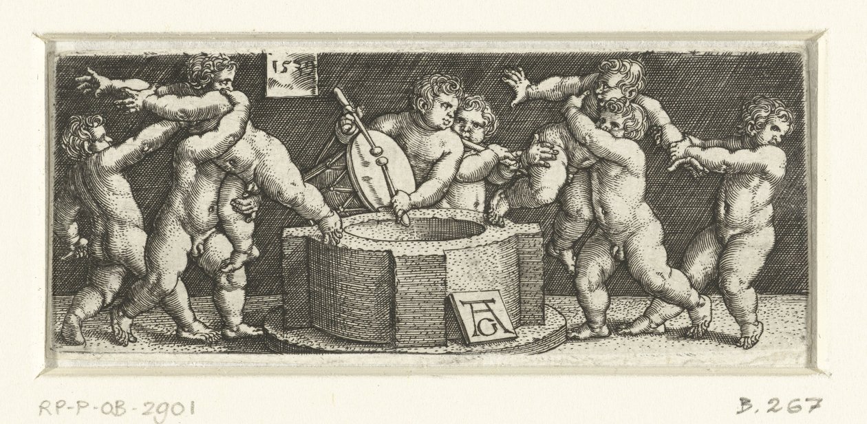 Frísio com crianças em um poço de Heinrich Aldegrever