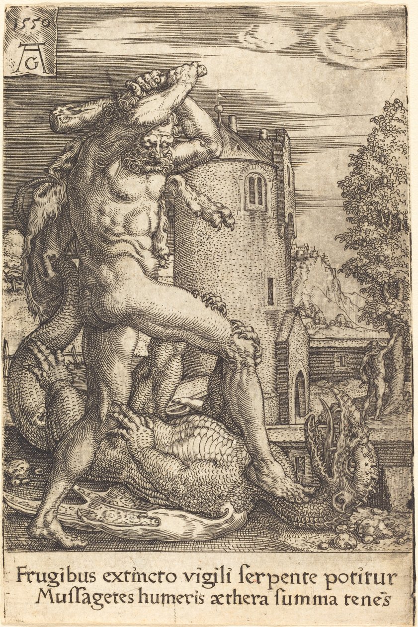 Hércules matando o dragão, 1550. de Heinrich Aldegrever