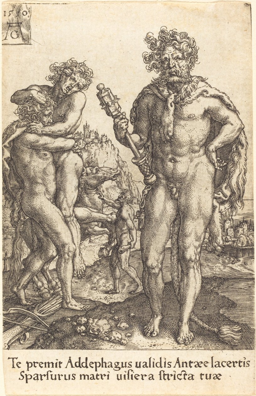 Hércules e Anteu, 1550. de Heinrich Aldegrever