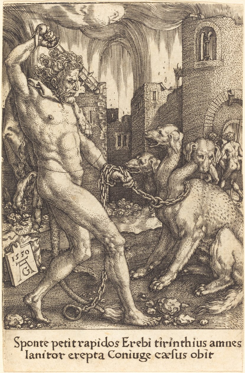 Hércules e Cérbero de Heinrich Aldegrever
