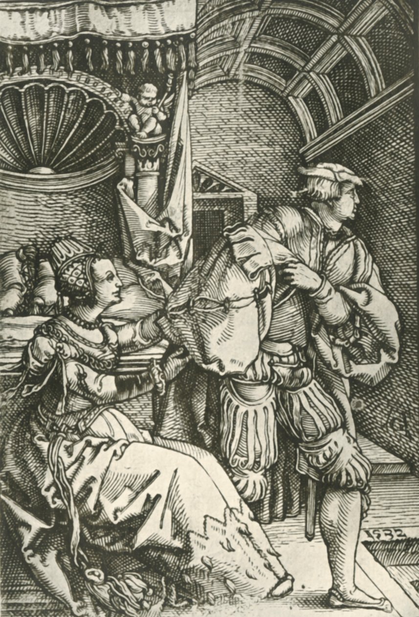 Joseph Fleeing da esposa de Potifar, c1532, 1908. de Heinrich Aldegrever