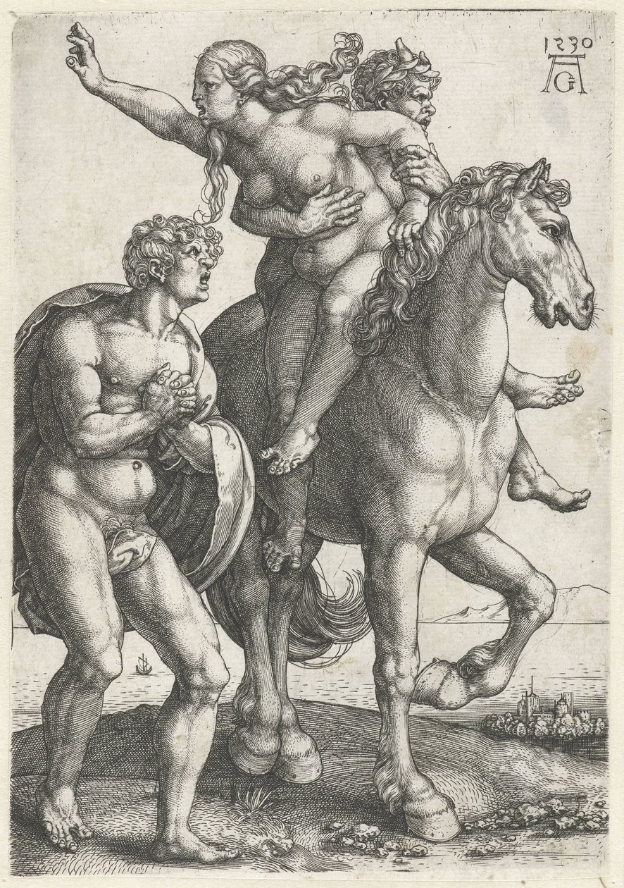 Rapto de uma mulher por um sátiro de Heinrich Aldegrever