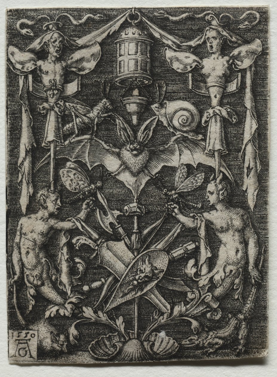Design de ornamento com um bastão no centro, 1550. de Heinrich Aldegrever