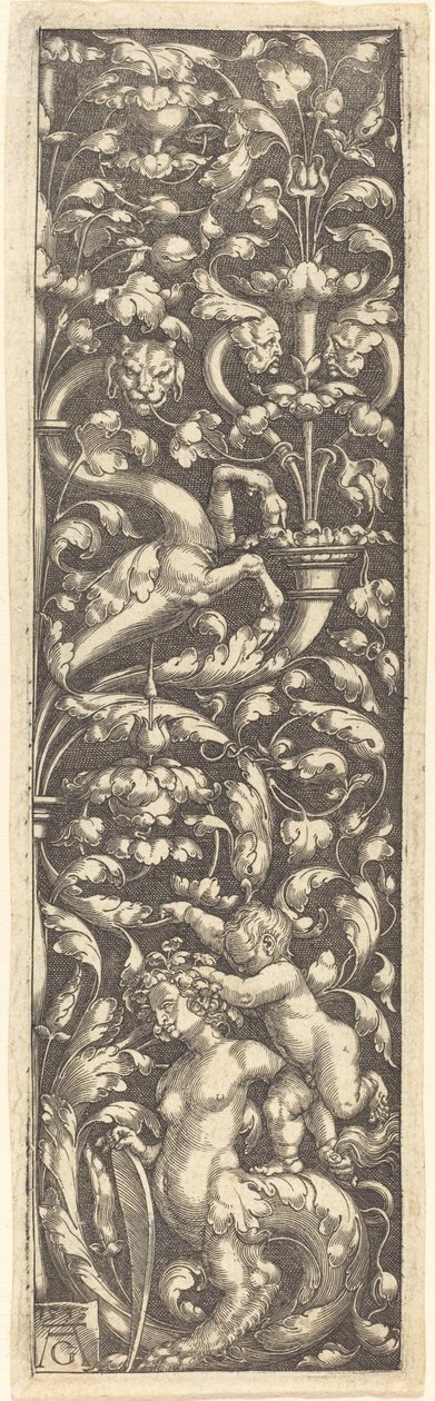 Ornamento com uma criança nas costas de uma esfinge de Heinrich Aldegrever