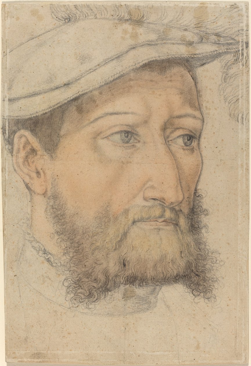 Retrato de um homem barbudo com uma boina, c. 1540. de Heinrich Aldegrever