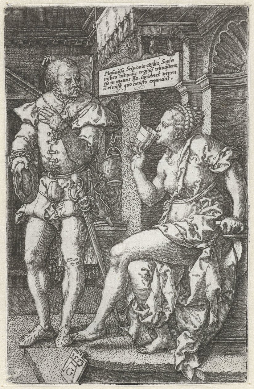 Sophonisba bebe veneno de Heinrich Aldegrever